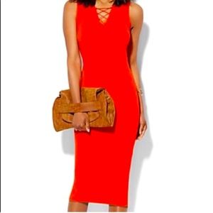 Bright Orange Stretch Knit Dress Size XL